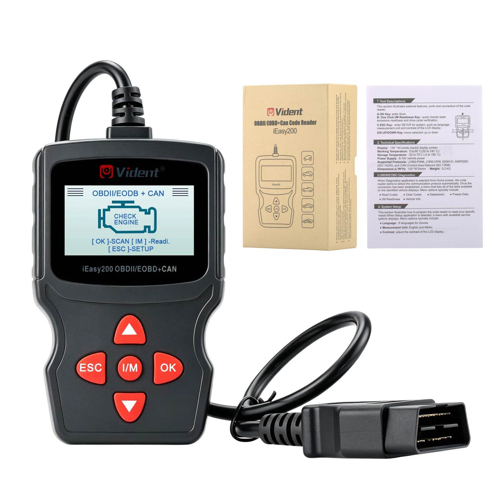 VIDENT iEasy200 OBDII/EOBD+CAN Code Reader for Vehicle Checking Engine Light Car Diagnostic Scan Tool