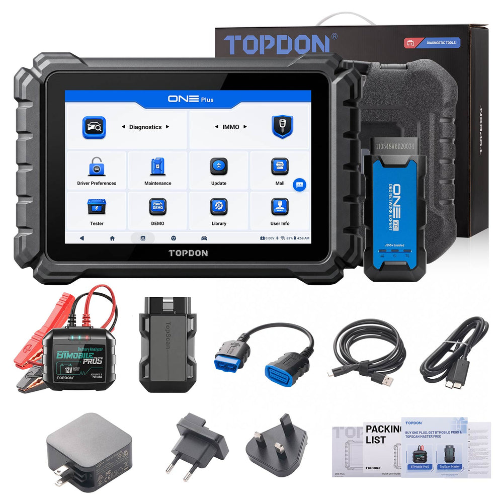 Topdon ONE Plus Bi-directional Diagnostic Scanner with BTMobile Pros and Topscan Master Supports Online Coding 52 Service Functions Topology TopFix AI