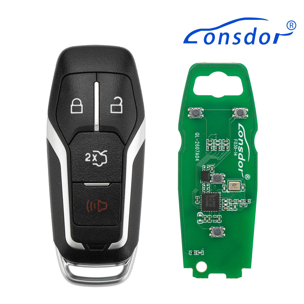 Kunci Pintar Seri FO30 LONSDOR FO30-14 Frekuensi Rendah 315/433 MHz, 4 Tombol untuk Ford