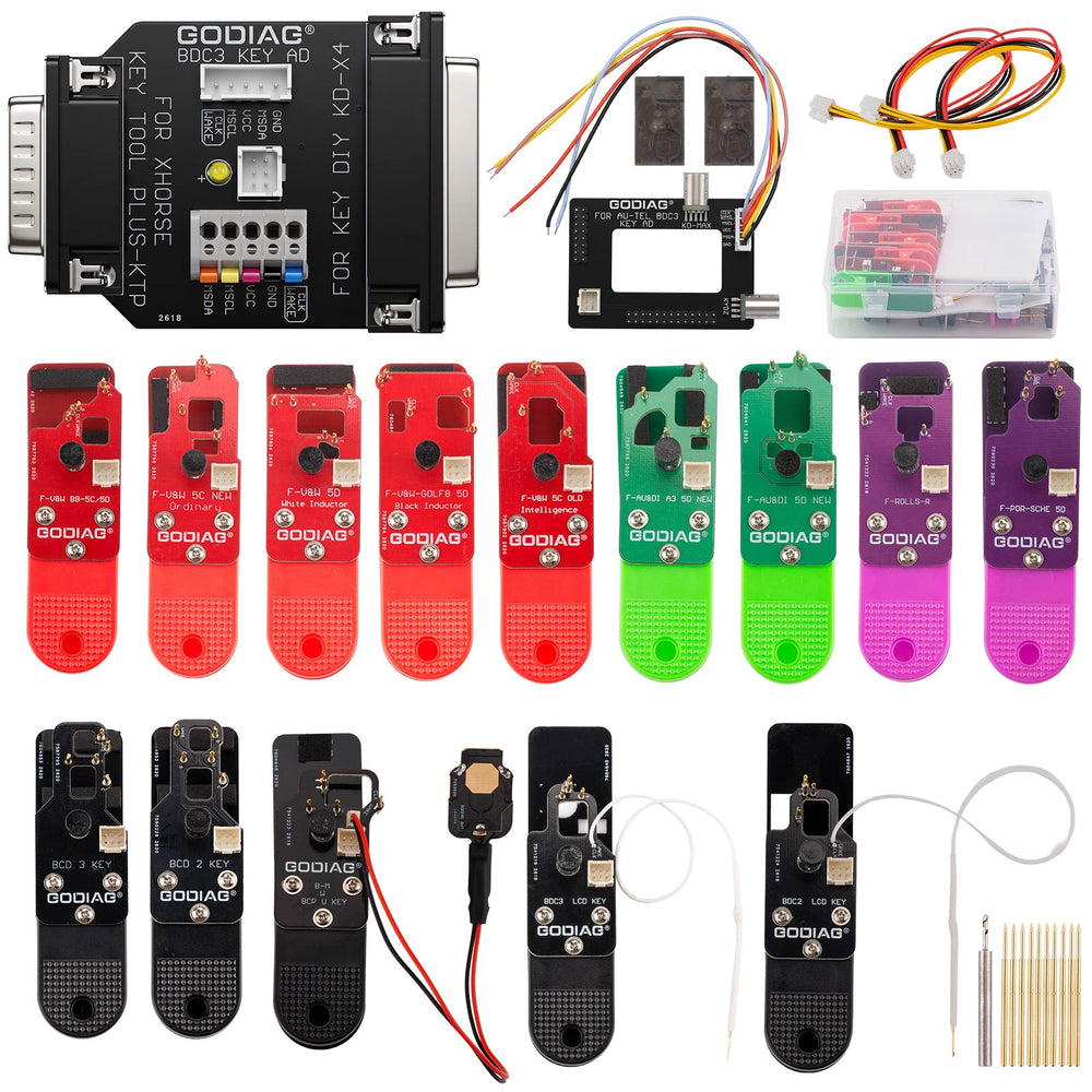 GODIAG BCP U KEY BDC2 BDC3 14-in-1 Adapter Kit for 5C/ 5D Encrypted Key Programming & Matching Supports KEY TOOL PLUS/IM608/KD-MAX/KYDZ Tablets