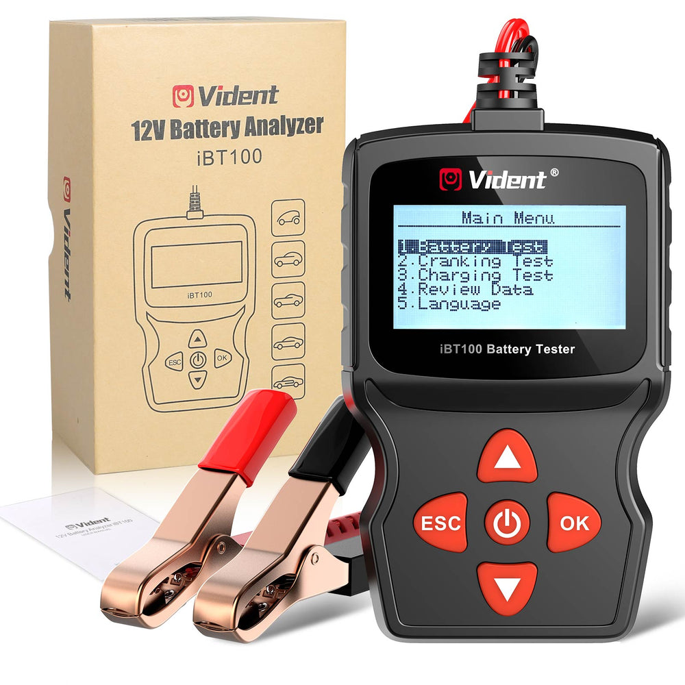 Vident iBT100 12V Battery Analyzer for Flooded, AGM,GEL 100-2000CCA Automotive Tester Diagnostic Tool