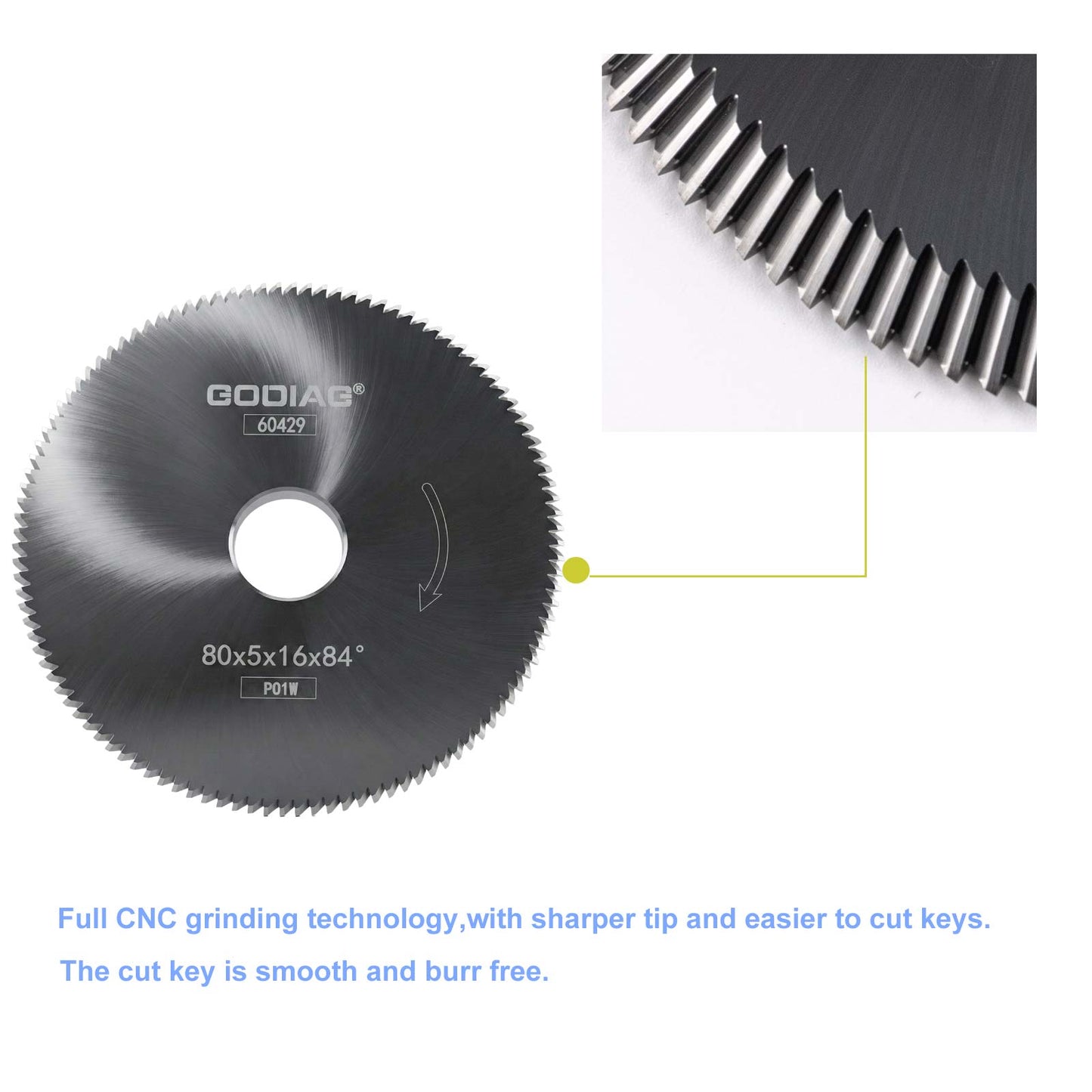 GODIAG P01W Angle Milling Cutter φ80x5xφ16x84° For Keyline Carat; JMA BERNA; VIENNA; SARATOGA Block A; Bravo; POKER; REKORD; SPEED; DUO, JZ-323