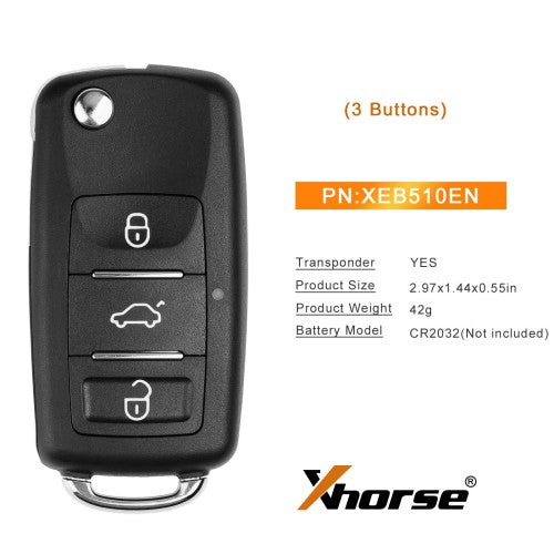 2025 Xhorse XEB510EN Volkswagen B5 Type Super Remote with XT27B Super Chip 5pcs/lot
