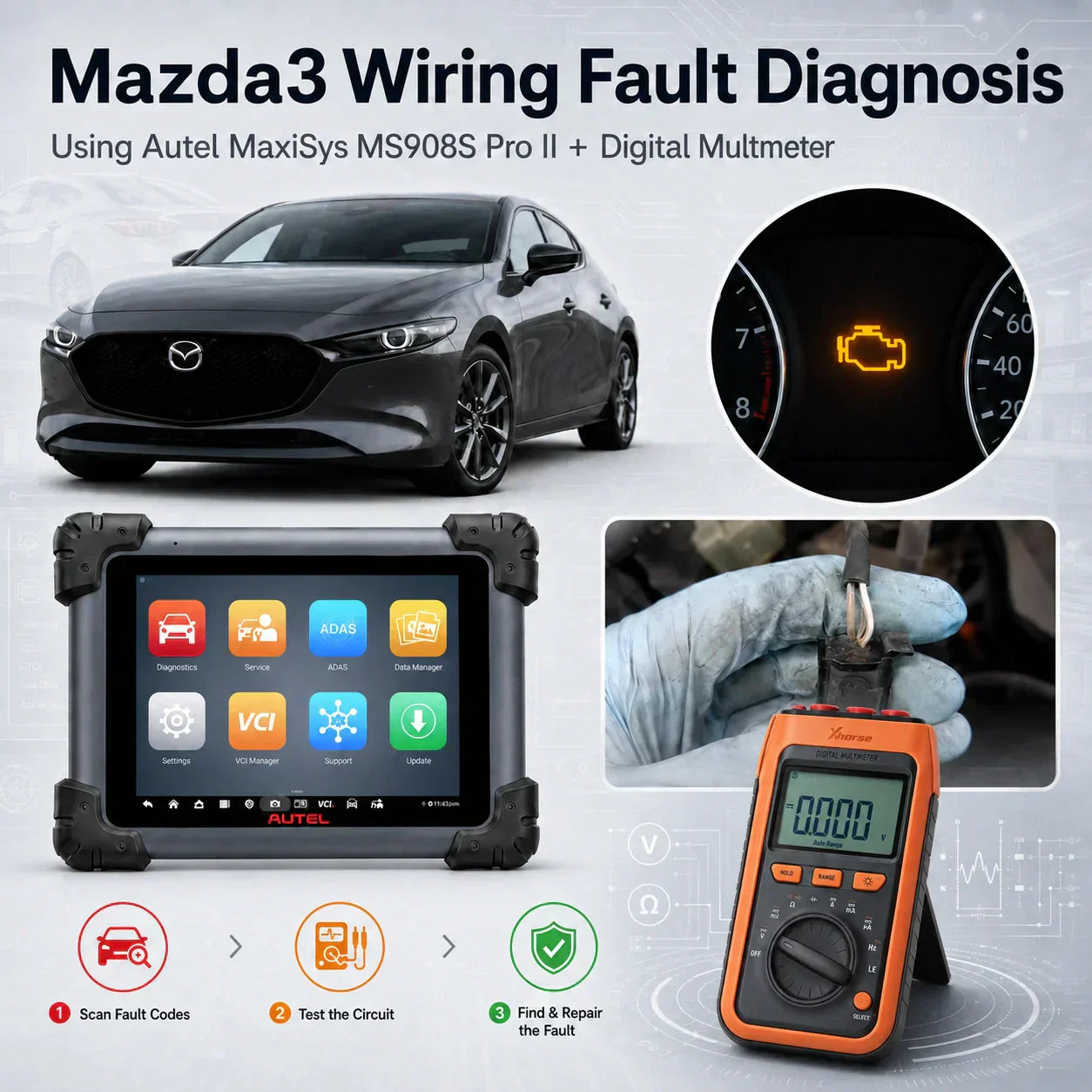 Autel MaxiSys MS908S Pro II Mazda3 Wiring Fault Diagnostic