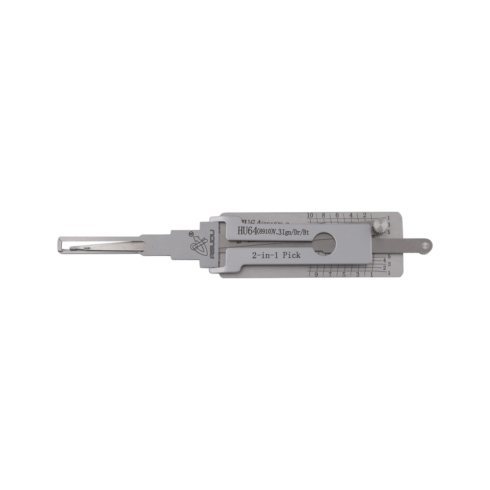 ABUDU AIAC011D HU64 Ignition Universal Door Lock Side Milling Two-Track Pick and Decode Tool, Depth (10-cut) IC CARD:1019