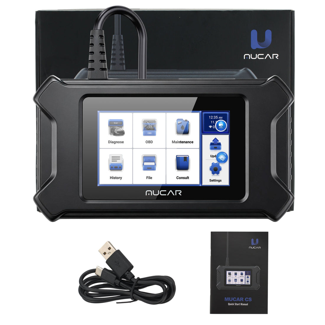THINKCAR MUCAR CS90 Diagnostic Scanner Supports Engine System Diagnoses, 28 Reset Service Functions, ECM Diagnosis, Full OBDII Diagnostics