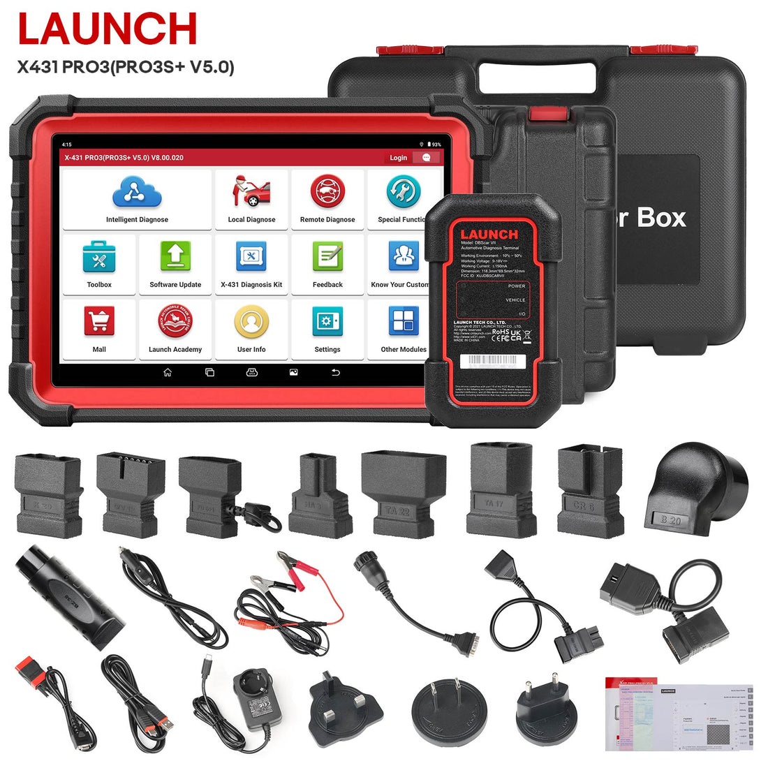 Alat Pemindai Dua Arah LAUNCH X431 PRO3S+ V5.0 Versi Global, 37+ Fungsi Reset Servis, Pemindai Diagnostik Bluetooth Sistem Lengkap Tingkat OE, Pengodean ECU