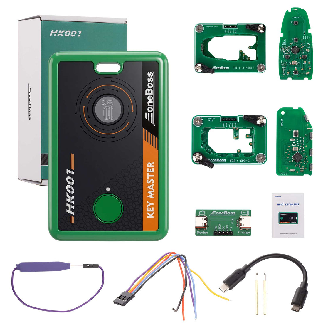 Eoneboss HK001 Hyundai & Kia Key Master Premium Set Version HK001 Hauptgerät + 2 Eoneboss Schlüssel-PCBs (EHK02*1 + EHK08*1) + 2 Adapter (K02*1 + K08*1)