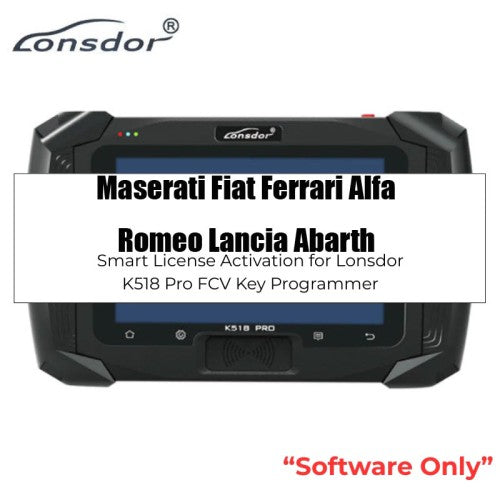 تفعيل ترخيص Abarth لماسراتي / فيات / فيراري / ألفا روميو / لانشيا لجهاز برمجة مفاتيح Lonsdor K518 PRO إصدار FCV