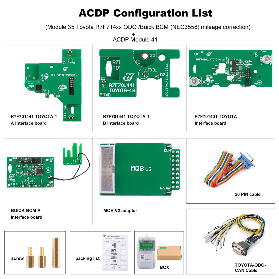 Yanhua Mini ACDP-2 모듈 35 및 모듈 41, Toyota R7F7014XX, S6J3XX 및 Buick BCM(NEC3558) 주행거리 보정용 A002 및 A003 라이선스 포함