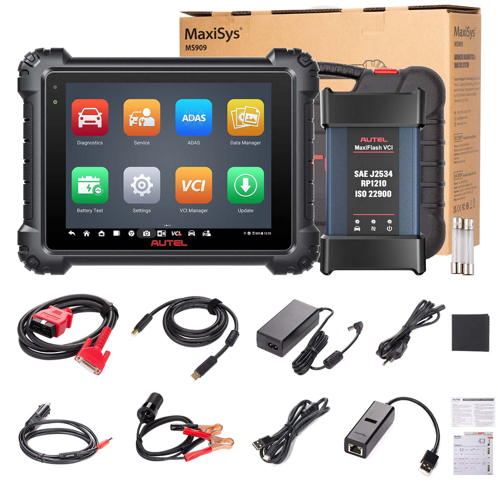 Original Autel MaxiSys MS909 10-inch Full System Diagnostic Tablet with Topology Map, Repair Tips, ECU Programming/ Coding, 36+ Service