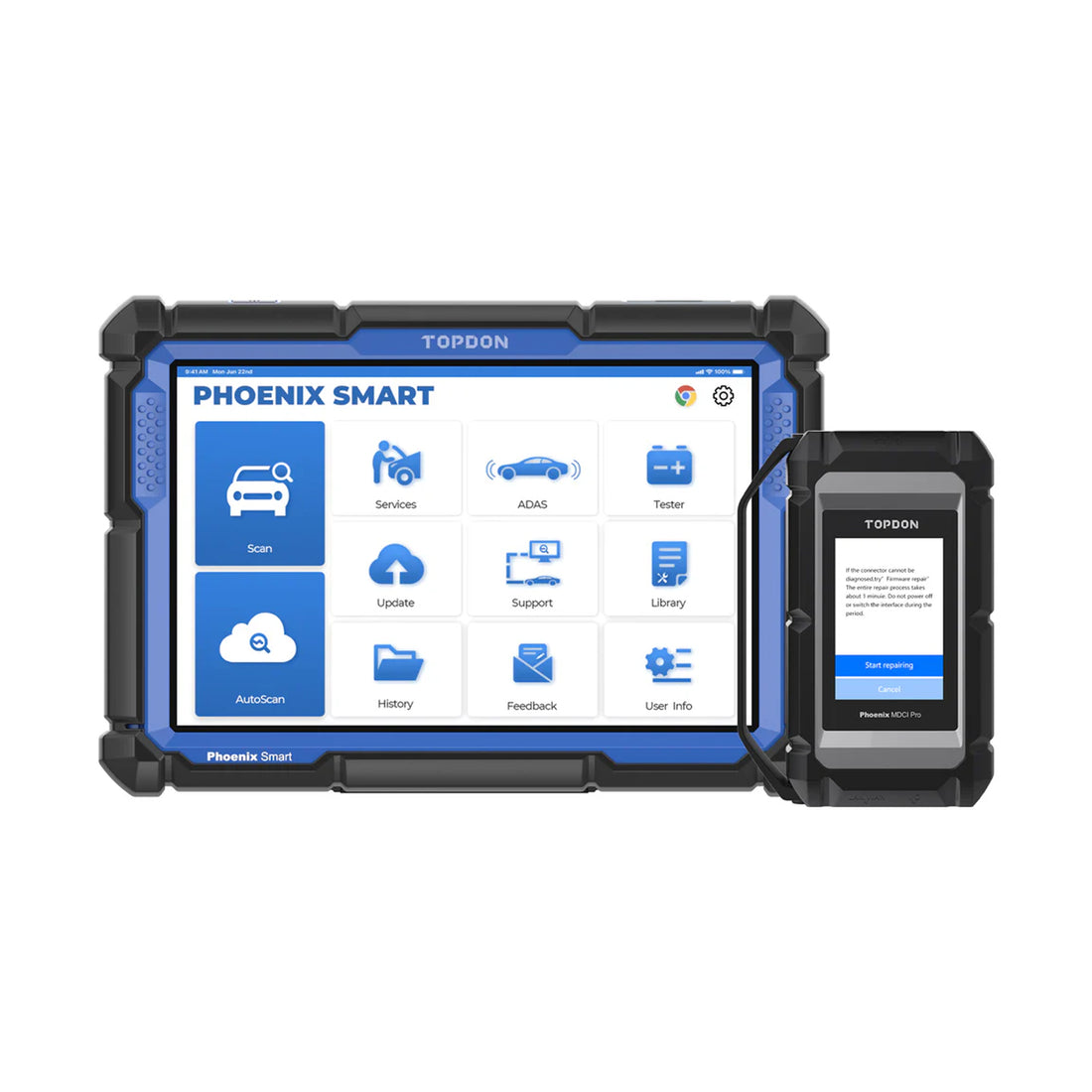 TOPDON Phoenix Smart 10,1" OE-Level-Scan-Tool, cloudbasierte Programmierung, unterstützt J2534, DoIP, CAN FD, 41 Servicefunktionen