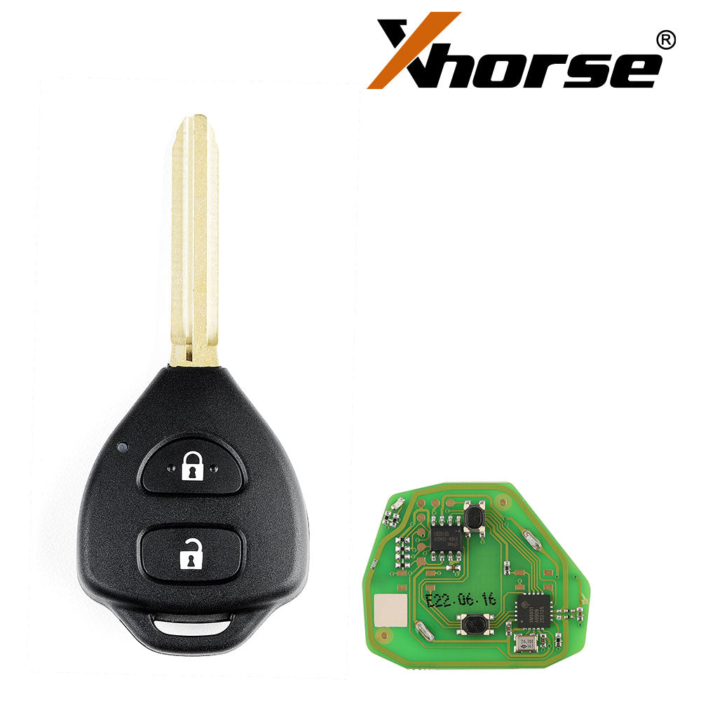 5 pezzi Xhorse XKTO05EN Chiave a filo telecomando Toyota piatta 2 pulsanti triangolo versione inglese
