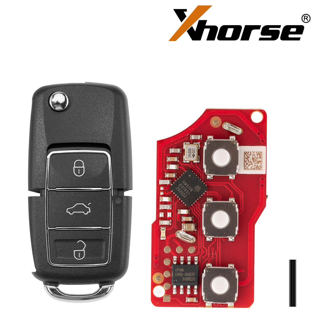 XHORSE XKB526EN B5 (Faltbarer 3-Tasten-Schlüssel – Schwarz) Universeller Fernbedienungsschlüssel der zweiten Generation, 5 Stück pro Packung