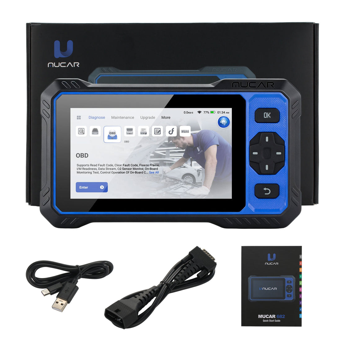 THINKCAR MUCAR 682 AI Intelligent Diagnostic Scanner, OE-level Full System Diagnostics, 20+ Reset Functions, Supports CAN FD & FCA AutoAuth