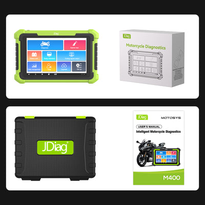 JDIAG M400 Intelligent Motorcycle Diagnostic Scanner 8-inch Large Screen ABS Diagnostic Analog Signal Output Battery Testing