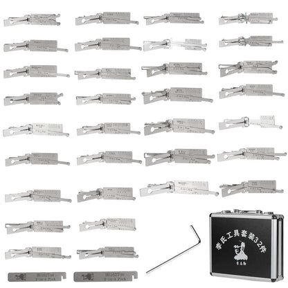 Original Lishi 32pcs Kit Auto Car Door Lock Pick 2-in-1 Decoder Locksmith Tool