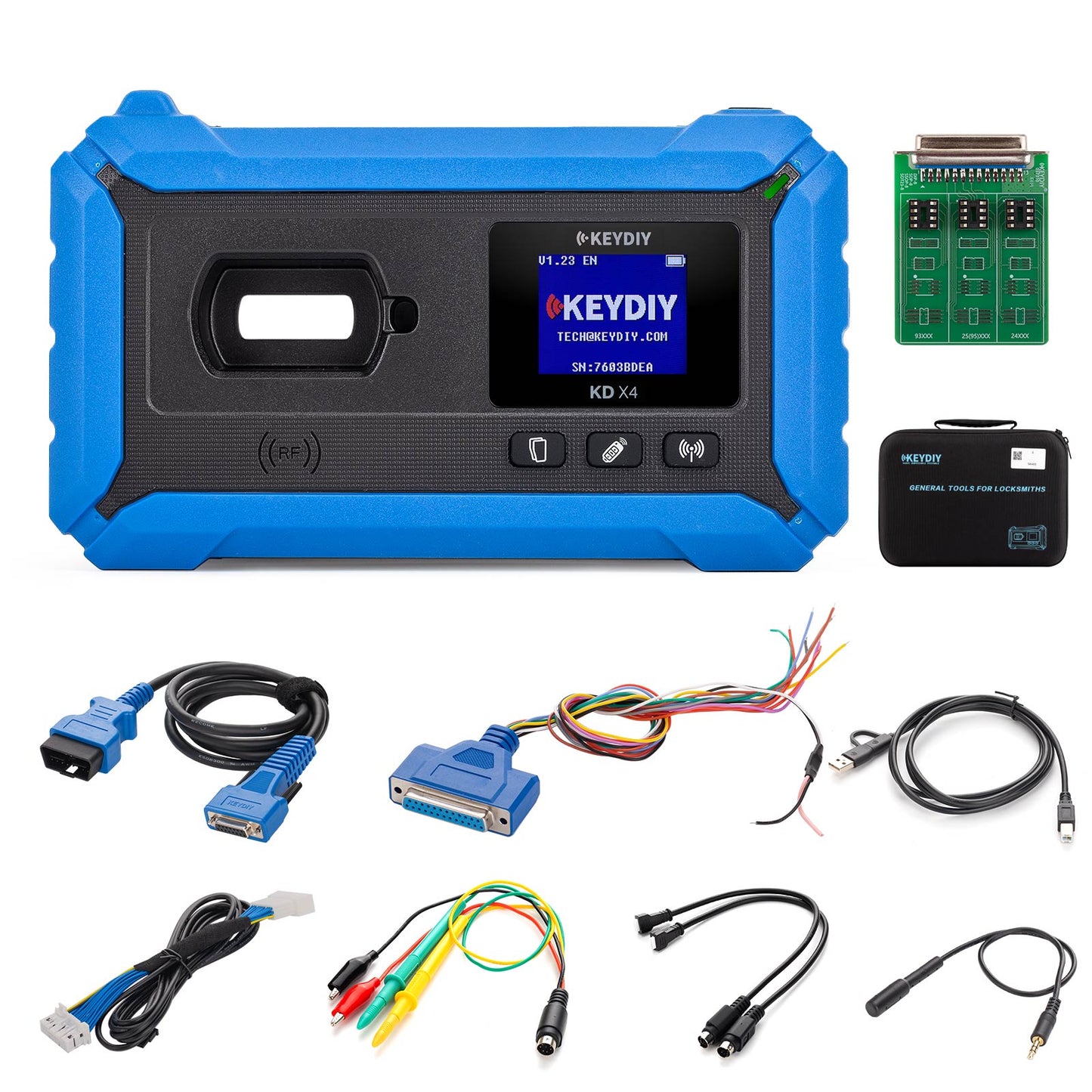 KEYDIY KD-X4 5-in-1 Key Programmer with Free DB25 Cable Combines KD Max, KD Mate and KD Mini Prog Supports MQB48 MQB49 5C 5D MLB BMW BDC2 BDC3 IMMO