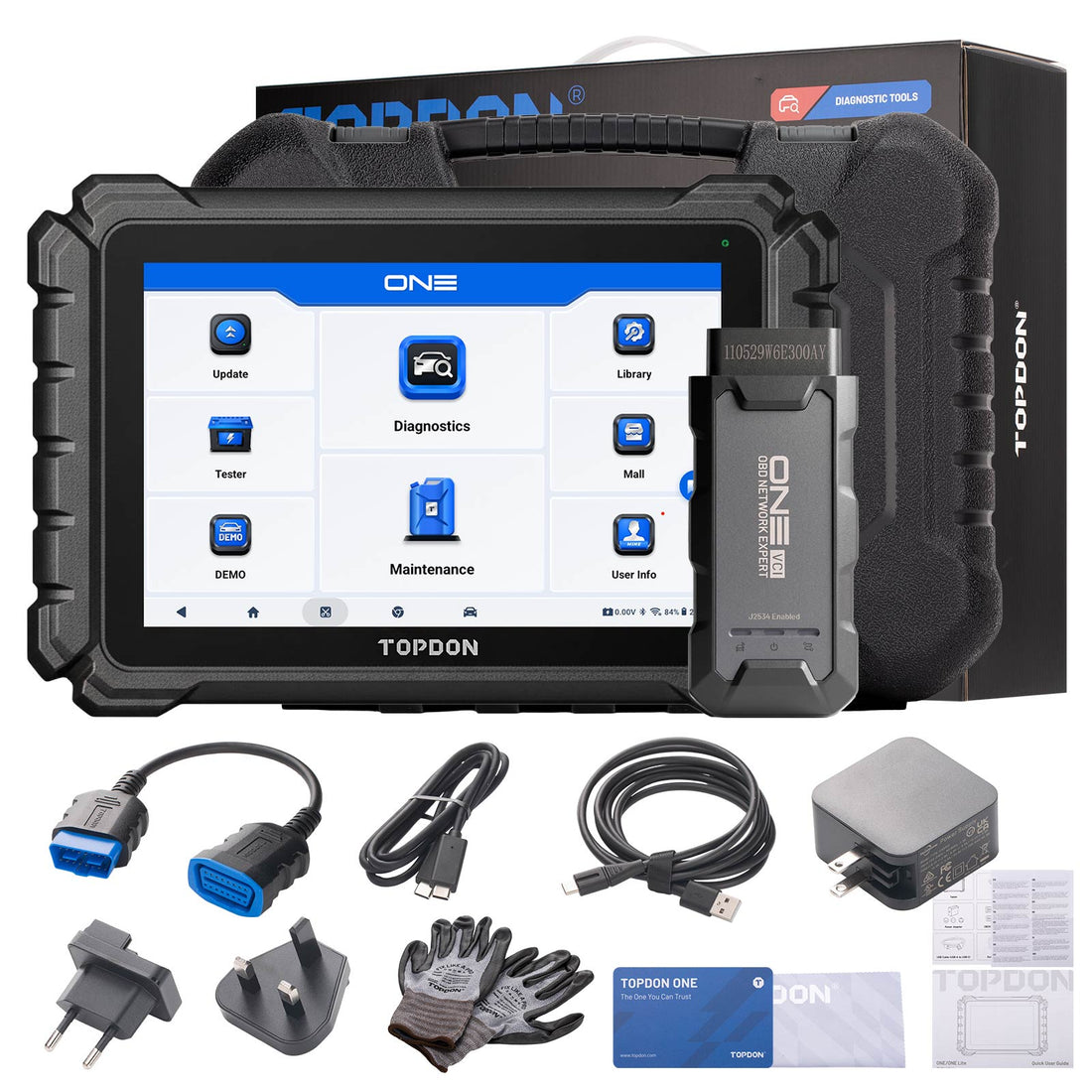 TOPDON ONE Professional 10.1" Automotive Diagnostic Tool, Supports 50+ Maintenance Functions, TopFix AI, J2534 Pass-Thru Programming