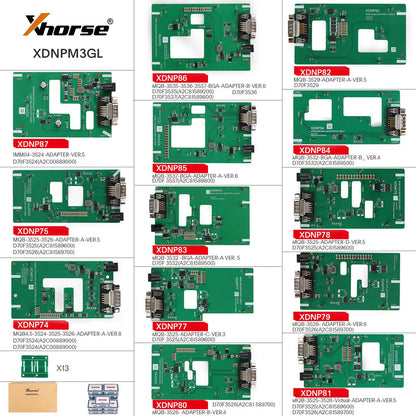 Xhorse MQB48 No Disassembly No Soldering 13 Full Set Adapters XDNPM3GL for VVDI Key Tool Plus, VVDI Prog and Multi-Prog