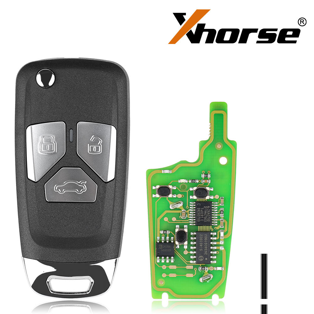 مفتاح ريموت لاسلكي عالمي قابل للطي على طراز أودي Xhorse XNAU01EN بثلاثة/أربعة أزرار، 5 قطع/طقم