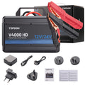 TOPDON V4000 HD 12V/24V 4000A Jump Starter Supports 60 Starts for Passenger vehicles & Light-duty, Fast Charge to Full Power in 3.5H