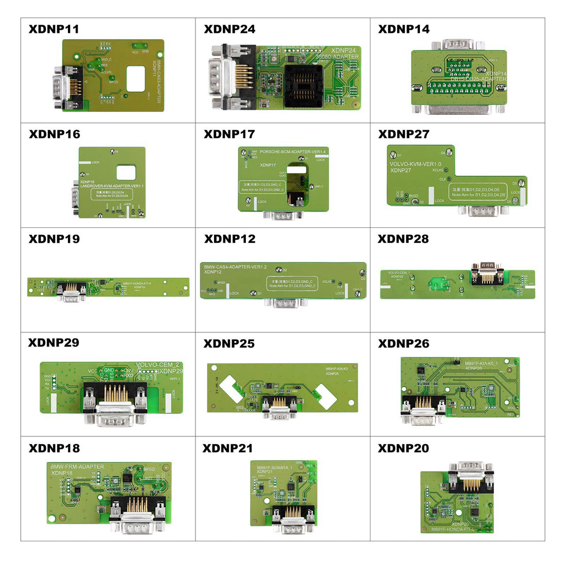 Xhorse XDNPP0CH Ensemble complet de 16 adaptateurs et câbles sans soudure pour VVDI Prog, MINI PROG et Key Tool Plus