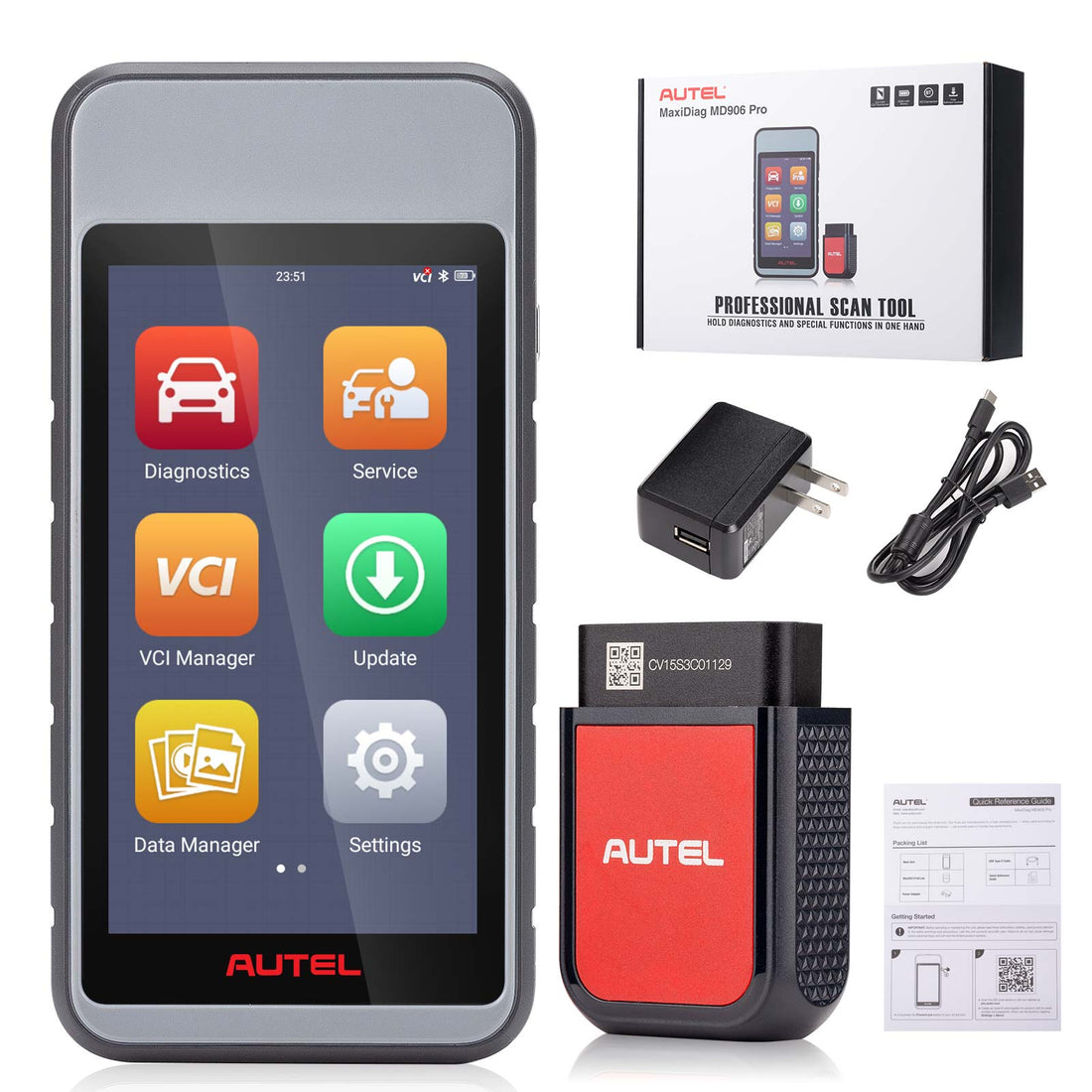 AUTEL MaxiDiag MD906 PRO Android 9 全システム対応 Bluetooth診断ツール タッチスクリーンインターフェース 11サービス機能 CAN FD対応