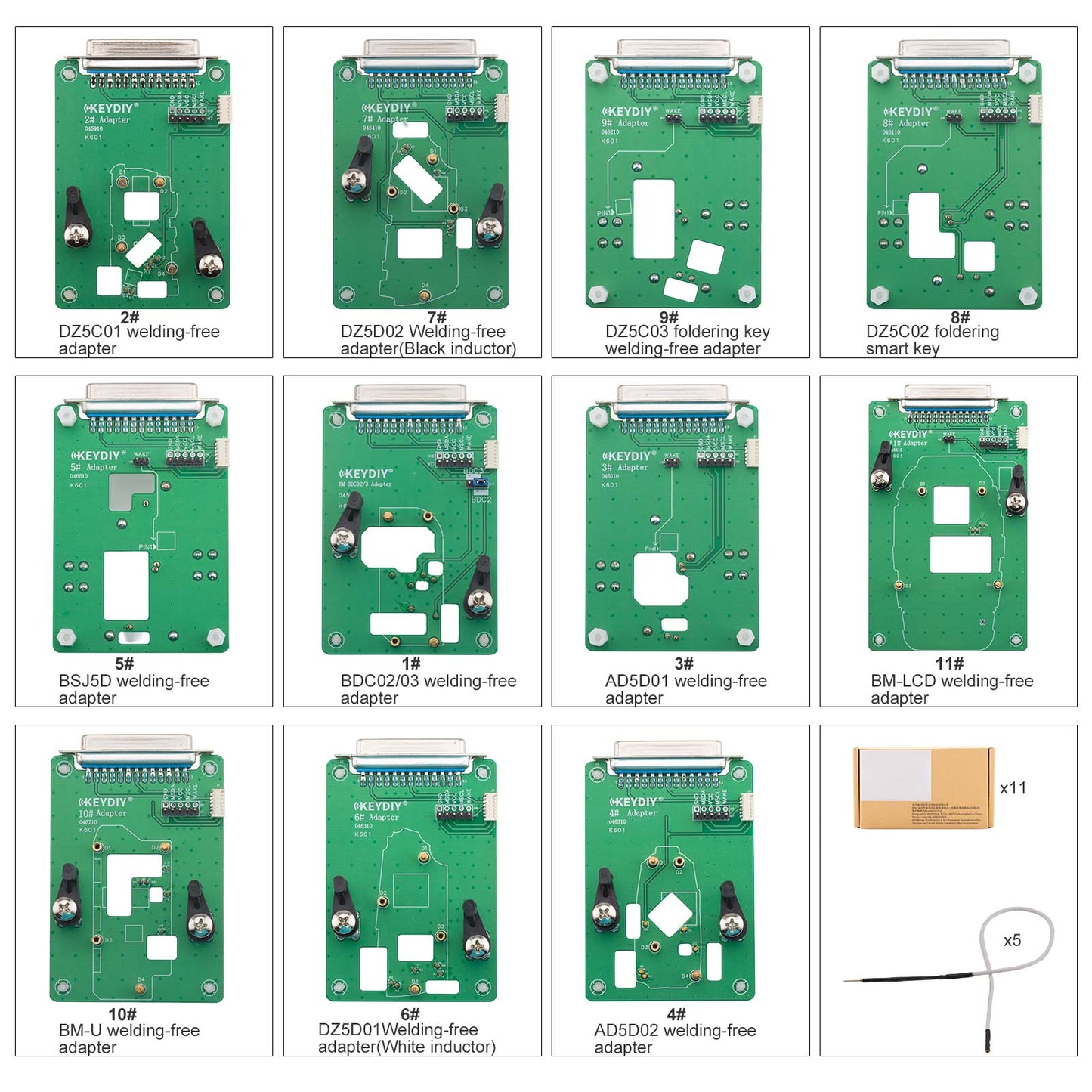 Keydiy BMW BDC2 BDC3 BCP VAG MQB49 5C 5D Clamp Adapter Solder Free Circuit Board 11 Pieces work with KD-X4 and KD-MAX