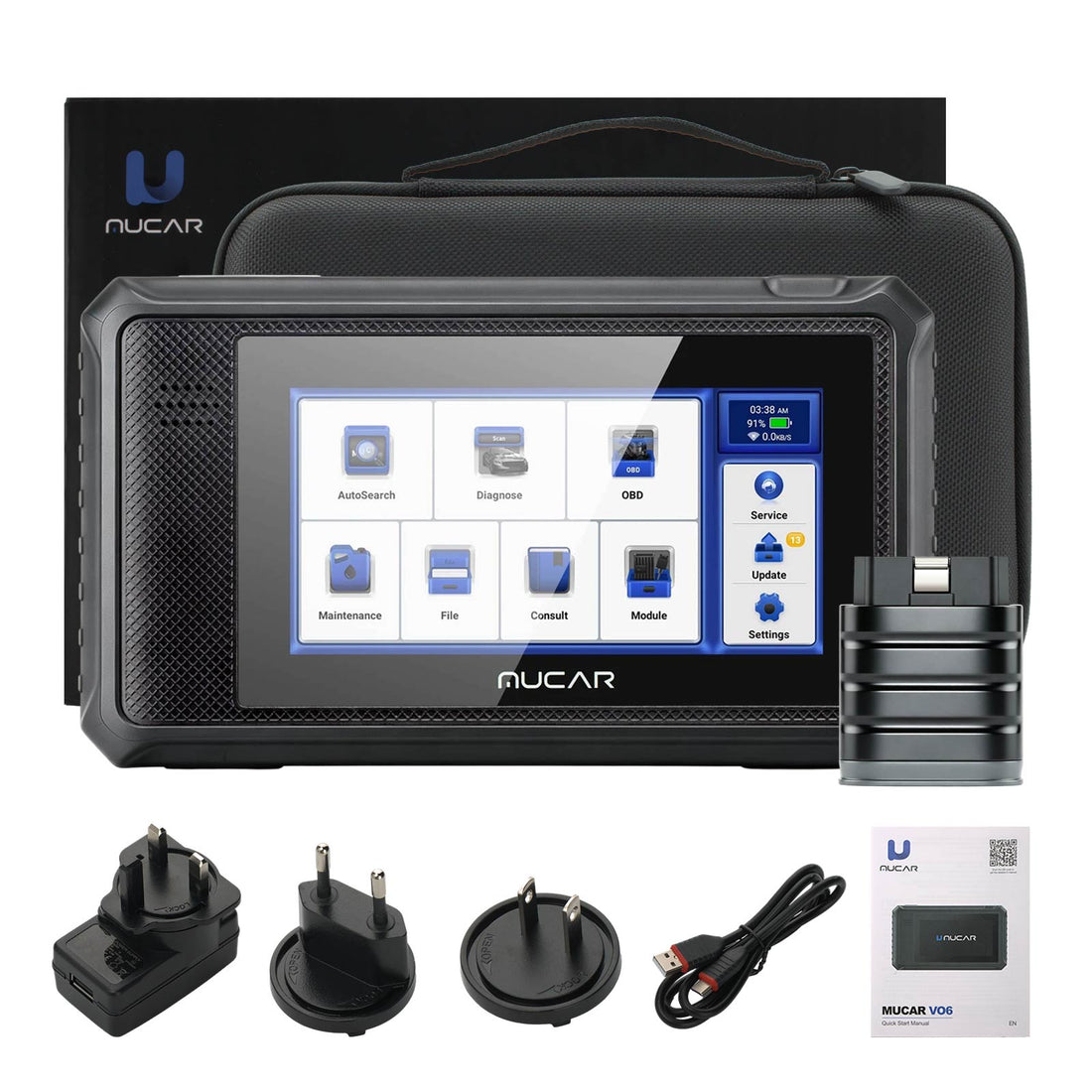 THINKCAR MUCAR VO6 Herramienta de Escaneo OBD2 de Sistema Completo, Compatible con Todas las Funciones de Diagnóstico OBD2, Más de 28 Funciones Profesionales de Servicio de Mantenimiento