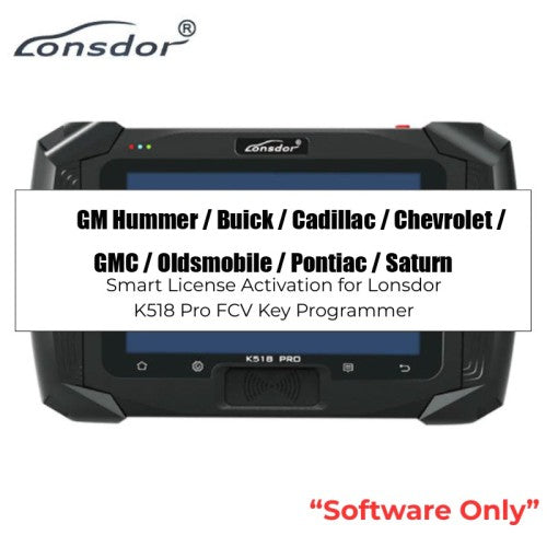 Licencia de software IMMO para GM Hummer / Buick / Cadillac / Chevrolet / GMC / Oldsmobile / Pontiac / Saturn para programador de llaves Lonsdor K518 Pro (FCV)