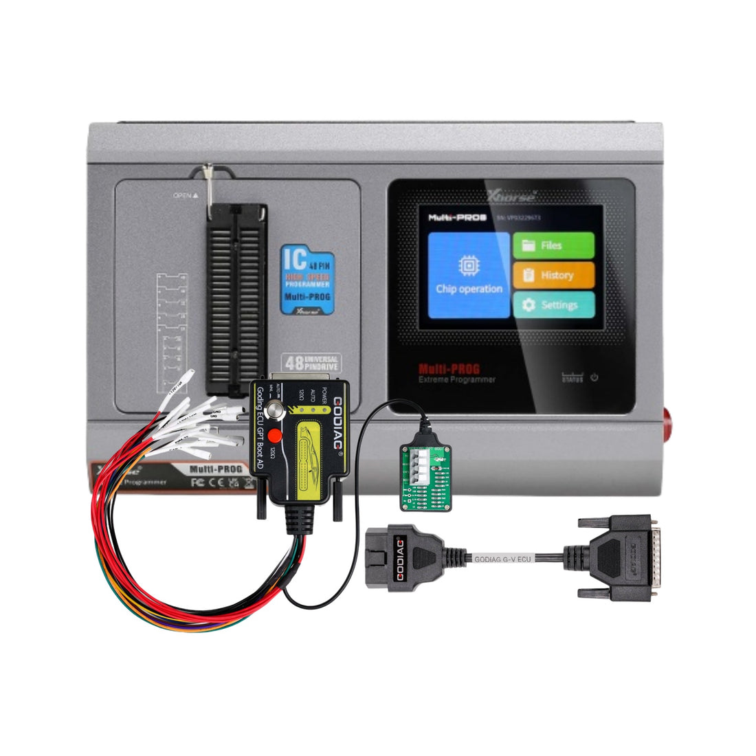 Xhorse Multi Prog ECU TCU Programmierer mit GODIAG ECU GPT Boot Adapter und G-V ECU Kabel zum Lesen und Schreiben von VAG-Getrieben