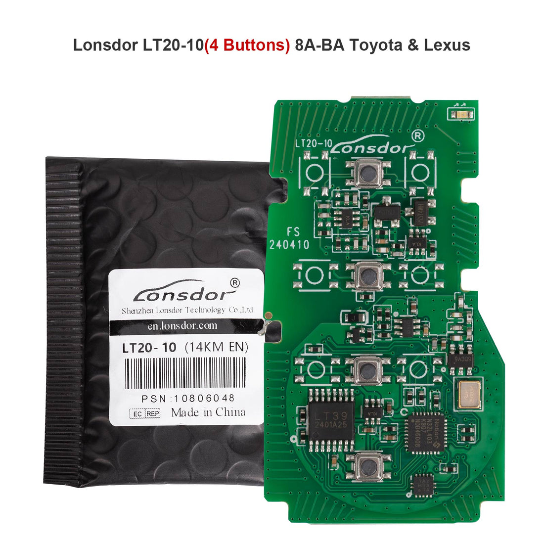 Lonsdor LT20-10 4 Tasten 8A-BA Smart Key PCB-Platine für 2023 Toyota Lexus – Einstellbare Frequenz