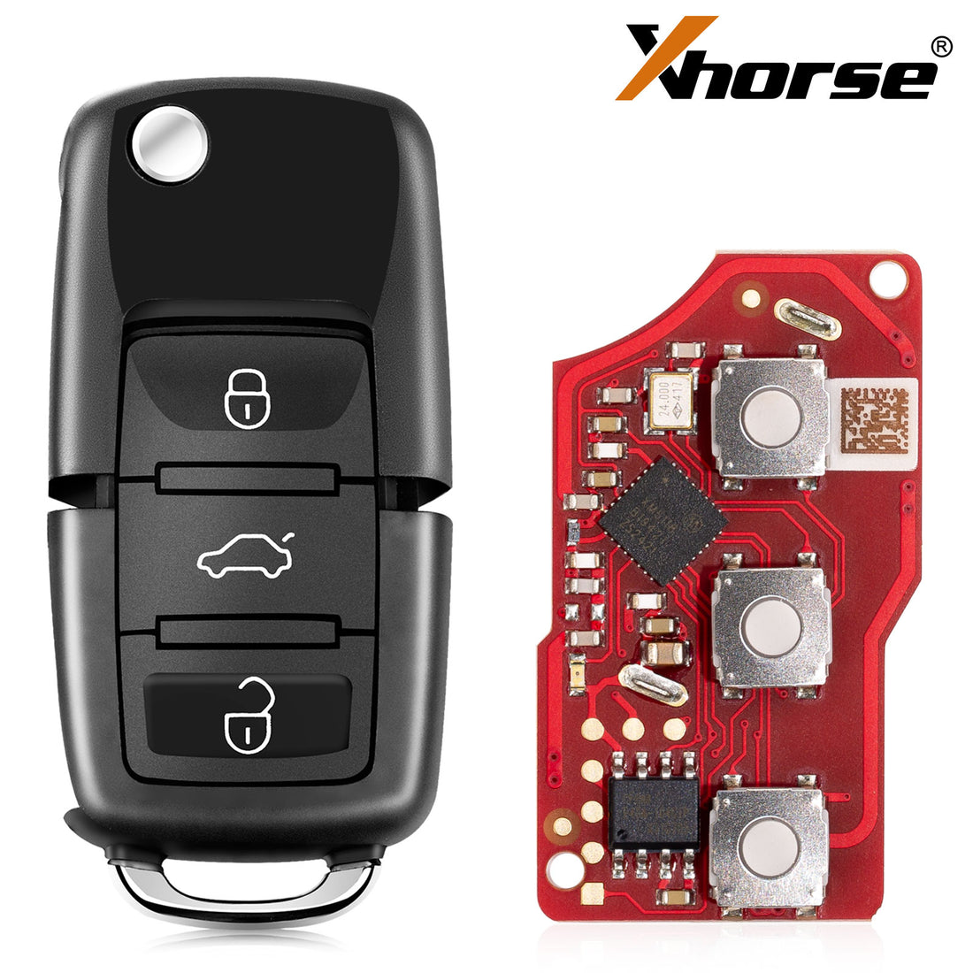 Xhorse XKB520EN 2nd Generation VW B5 Flip 3-Button Wire Remote Key with Wireless Programming Support, Universal Smart Key 5PCS/Pack