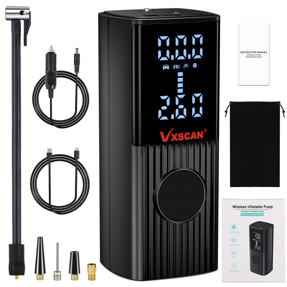 Car Tire Inflator Portable Air Compressor, 22 Cylinders 6000mAh Battery Air Pump Suitable for Cars, Bikes, Balls, Black