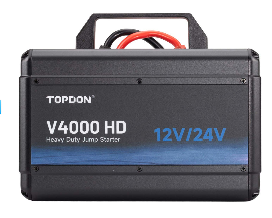 TOPDON V4000 HD 12V/24V 4000A Jump Starter Supports 60 Starts for Passenger vehicles & Light-duty, Fast Charge to Full Power in 3.5H