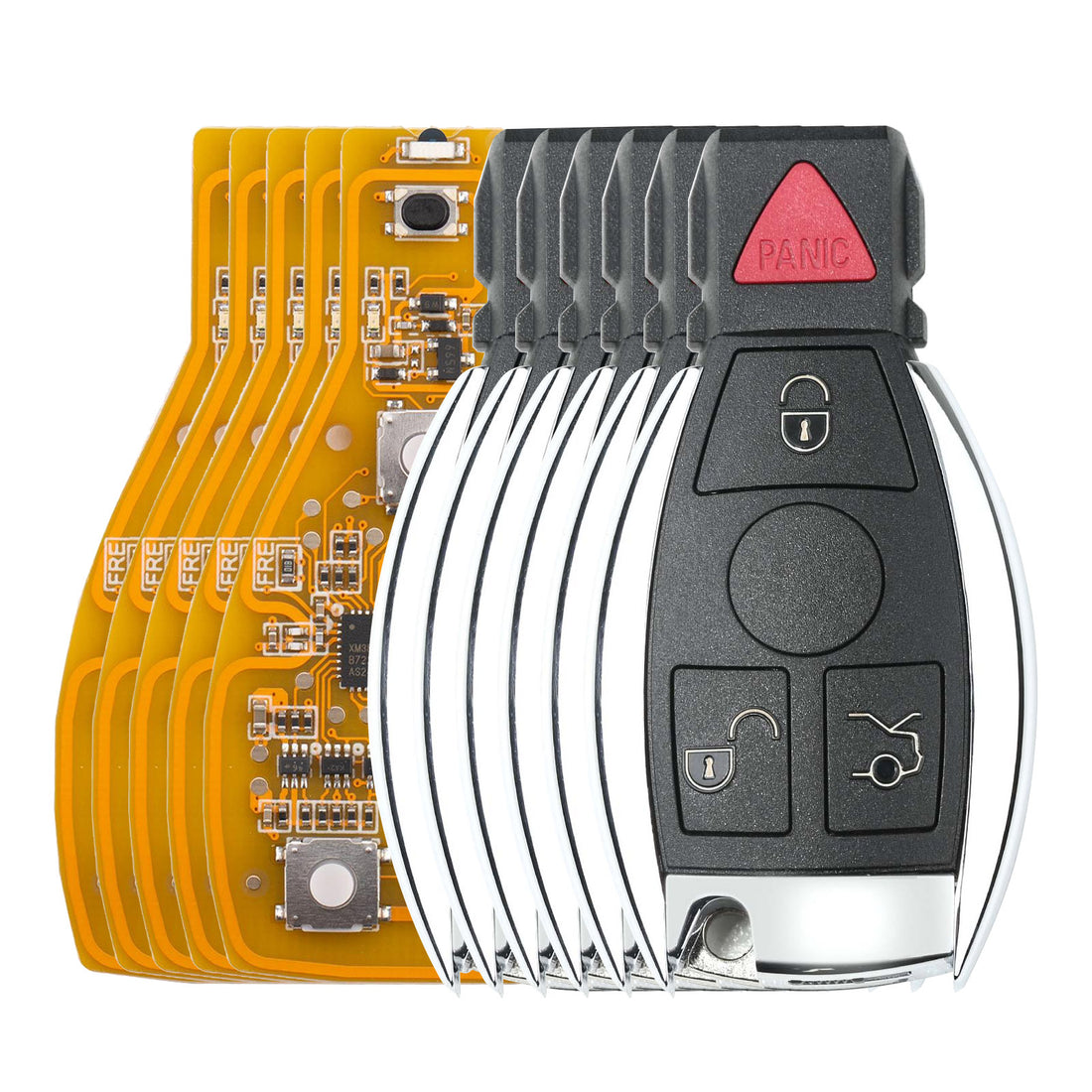5 шт. Xhorse VVDI BE Key Pro желтая версия, не требует точек, с корпусом смарт-ключа на 3 или 4 кнопки для Mercedes-Benz  
