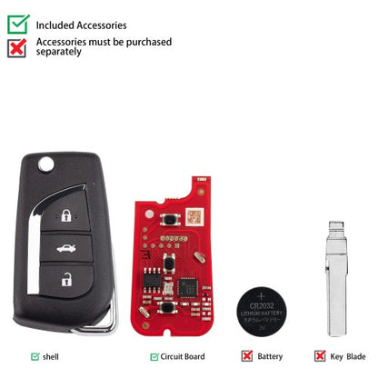 [5pcs/set] XHORSE XKTO20EN for Toyota 2nd Generation Wired Remote Key 3 Buttons Universal Remote Key