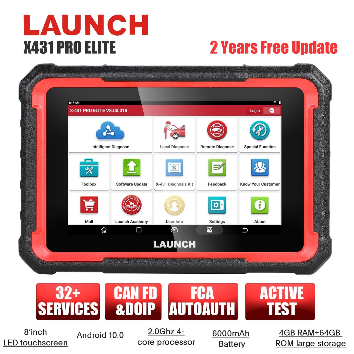 [EU/UK Version] New Launch X431 PRO ELITE Auto Full System Car Diagnostic Tools CAN FD Active Tester OBD2 Scanner