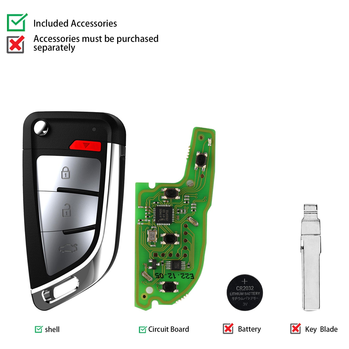 Xhorse XSKFF0EN Universal Remote Blade Shape Key 5pcs/lot
