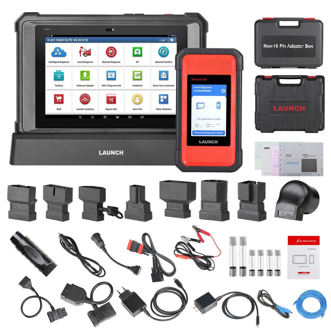 LAUNCH X431 PAD V ELITE Auto-Diagnosegerät Online-Programmierung Offline J2534 CAN FD\ DOIP Auto OBD2 Scanner EU- und UK-Version