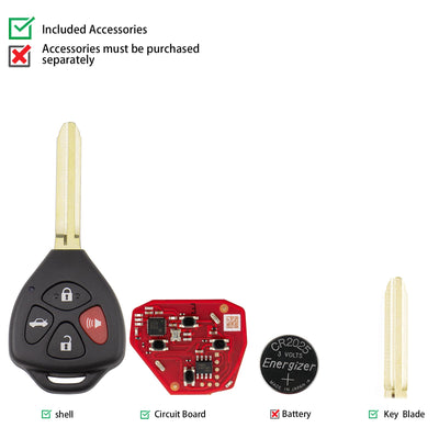 Xhorse XKTO22EN Telecomando Toyota a Filo Piatto di 2ª Generazione, Telecomando Universale a 4 Pulsanti Design Triangolare, 5PCS/Confezione