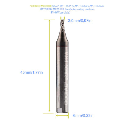 5pcs/lot GODIAG F44W 2.0MM End Milling Cutter φ2.0xD6x45Lx3F For SILCA MATRIX PRO, MATRIX EVO, MATRIX SLX, MATRIX SX, MATRIX S