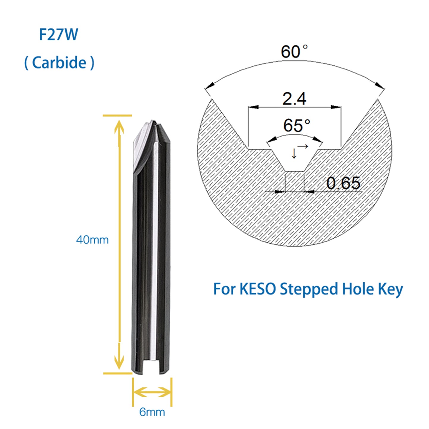 5pcs/lot GODIAG F27W Dimple Cutter φ2.8x100°xD6x40x1T For SILCA MATRIX PRO, MATRIX EVO, MATRIX SLX, MATRIX SX, MATRIX S