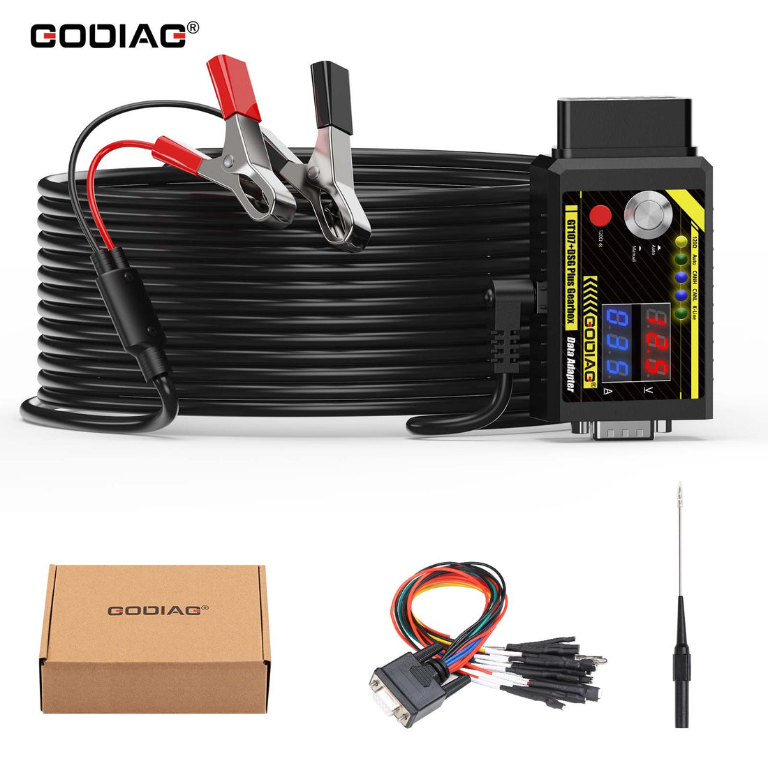 GODIAG GT107+ DSG 플러스 기어박스 데이터 어댑터, 전압 및 전류 표시 포함, DQ250 DQ200 VL381 VL300 DQ500 DL501 벤츠 BMW용