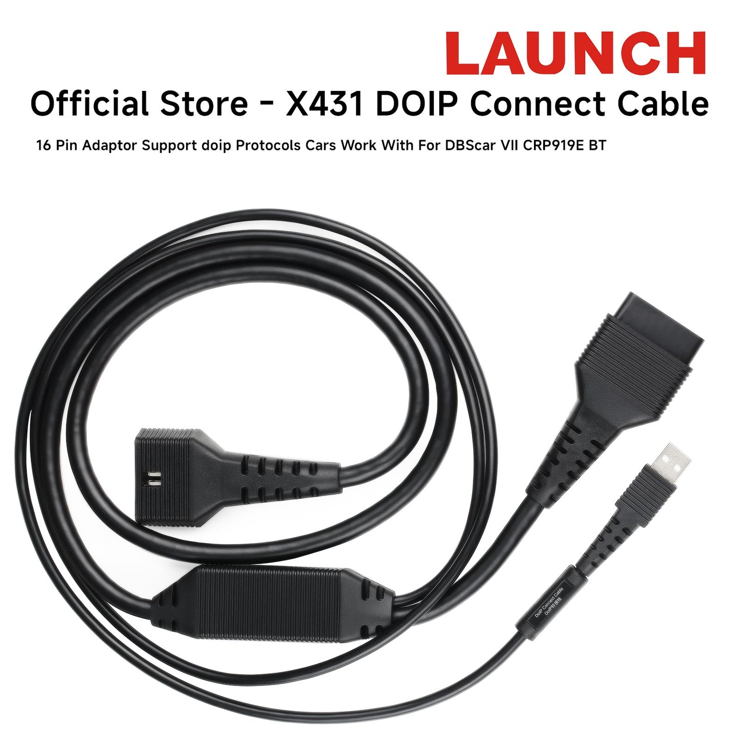 Launch DoIP Cable 16Pin for DBScar 7 DBScar VII CRP919X BT/ CRP919E BT/ X431 Pro3 APEX/ ProS V5.0 Pro3 ACE Thinkdiag2 Diagnostic Scanner