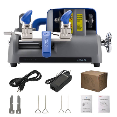CGDI W1 Compact Manual Key Cutting Machine Blue Color with 4-Sided Rotating Clamp, Built-in LED, Grinding Wheel