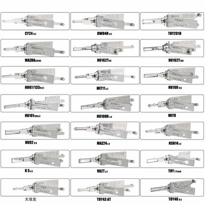 Original Lishi 32pcs Kit Auto Car Door Lock Pick 2-in-1 Decoder Locksmith Tool