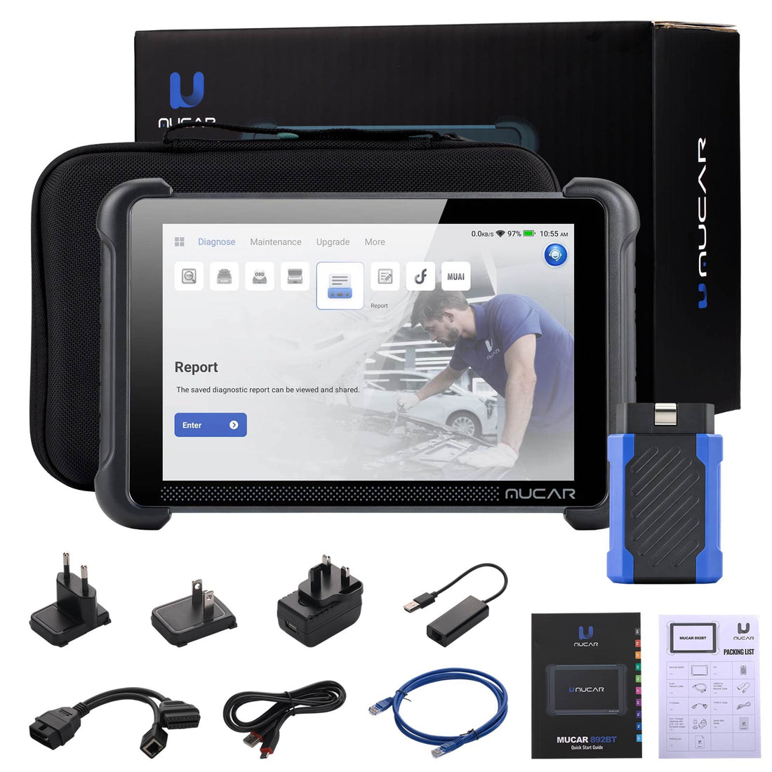 THINKCAR MUCAR 892BT unterstützt BT Wireless, über 35 Reset-Dienste, KI-intelligente Diagnose, kostenlose lebenslange Updates.
