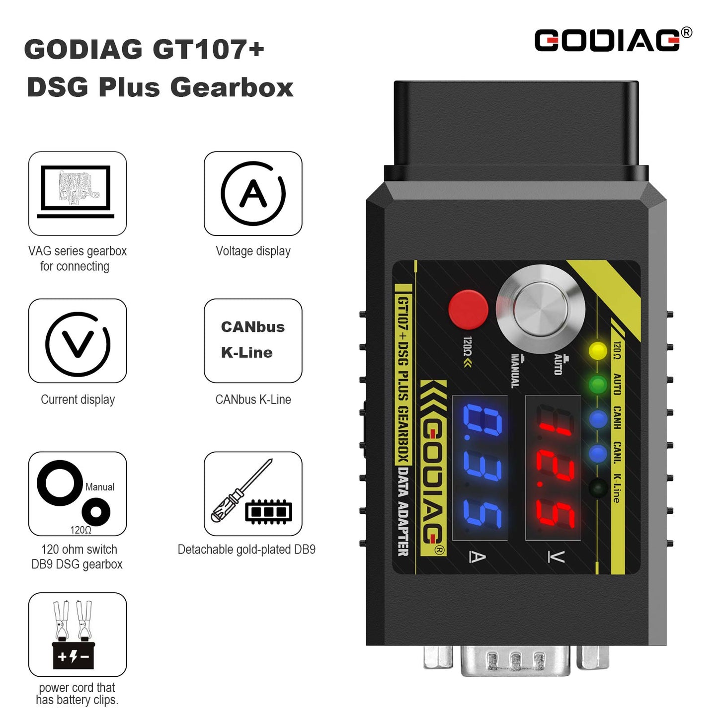 GODIAG GT107+ DSG Plus Gearbox Data Adapter with GODIAG G-A ECU/TCU Cable Work with AUTEL IM508 IM608 Series to Read & Write Gearbox Data DQ250, DQ200